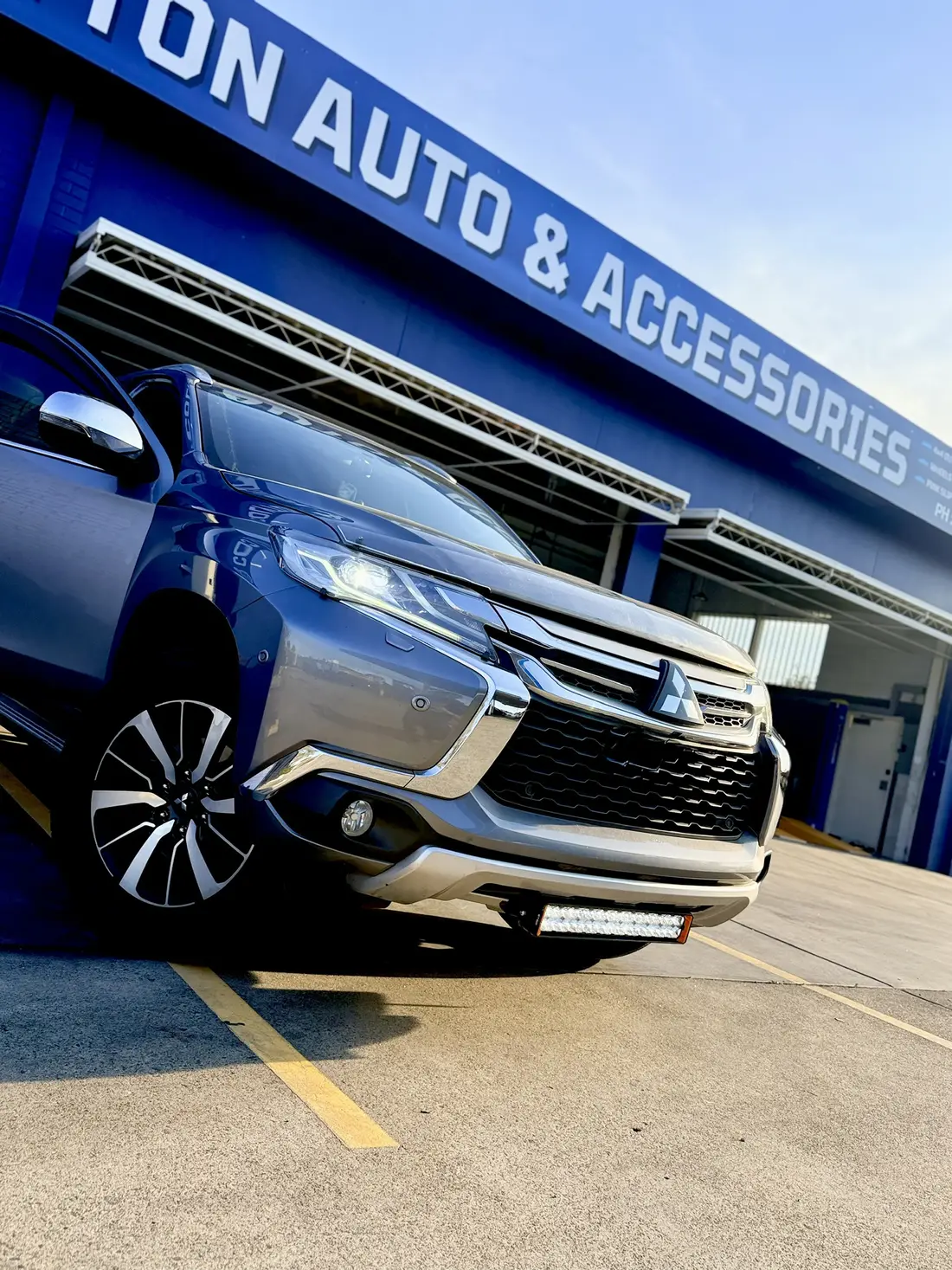 Pajero Sport with LED light bar and alloy wheels